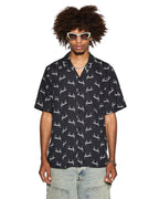Mens Skript Resort Ss Shirt Black Regular Shirts - Black