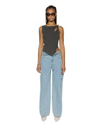 Womens Baggy Jean Rollin Kut Out Baggy Denim Jeans - Denim