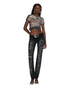 WOMENS MOWALOLA JEAN BLACK CHEETAH DENIM JEANS