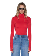 Womens Charmer Ls Top Pop Red Fitted Fashion Tops - Red