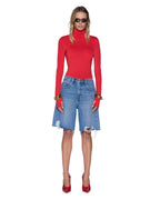 Womens Charmer Ls Top Pop Red Fitted Fashion Tops - Red