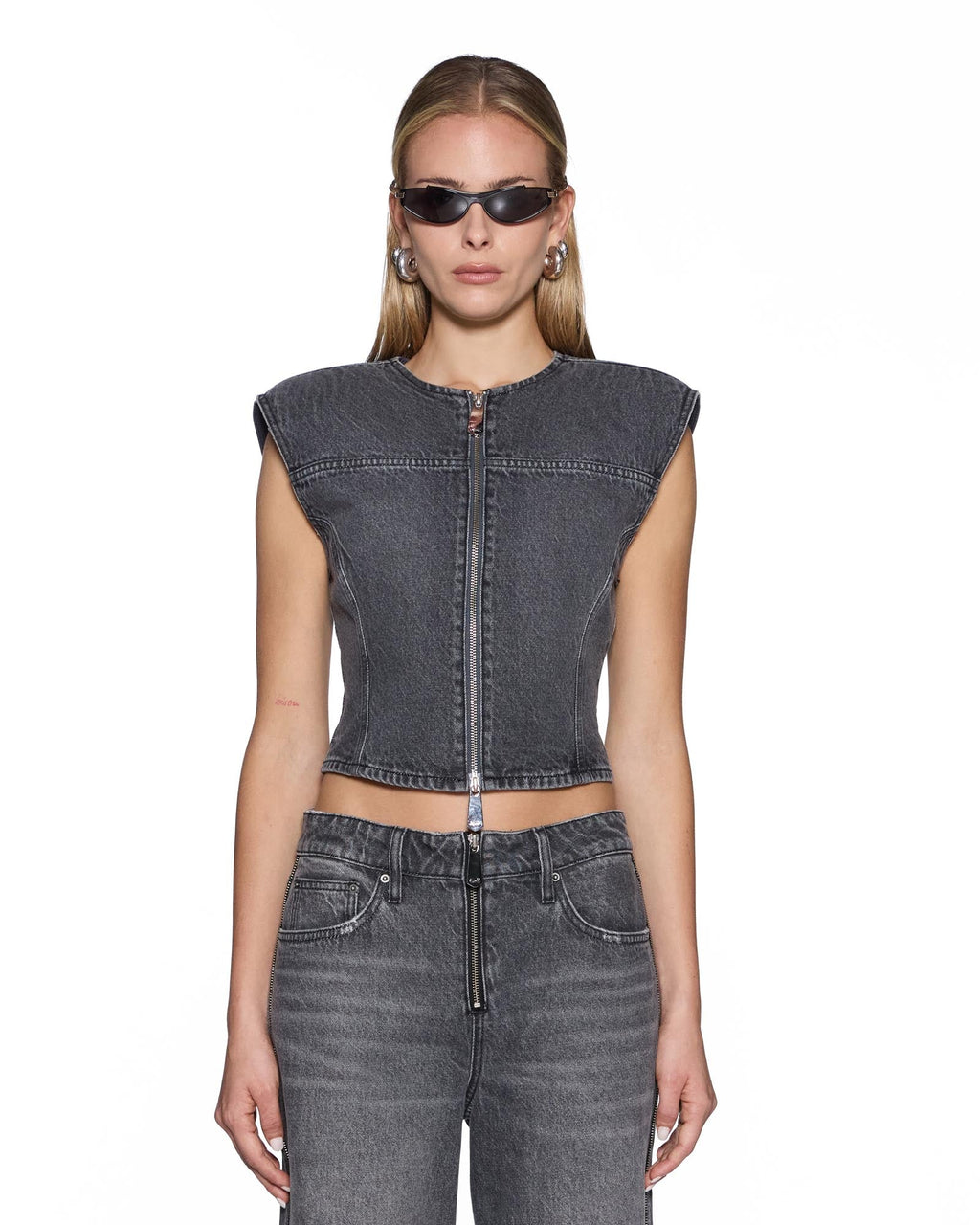 Womens Fate Top Glitch Grey Regular Fashion Tops - Grey