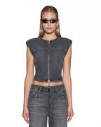 Womens Fate Top Glitch Grey Regular Fashion Tops - Grey