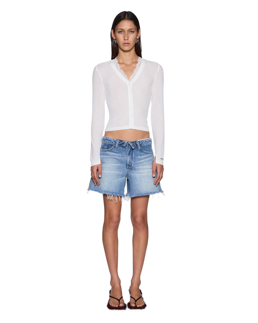 Womens Mira Ls Top White Regular Fashion Tops - White