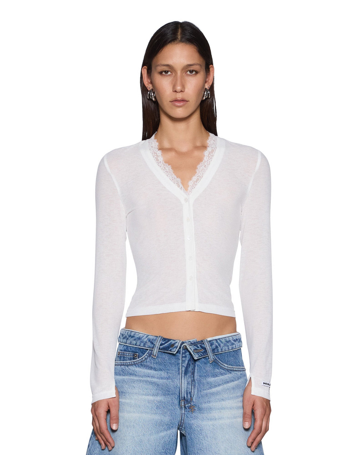 Womens Mira Ls Top White Regular Fashion Tops - White