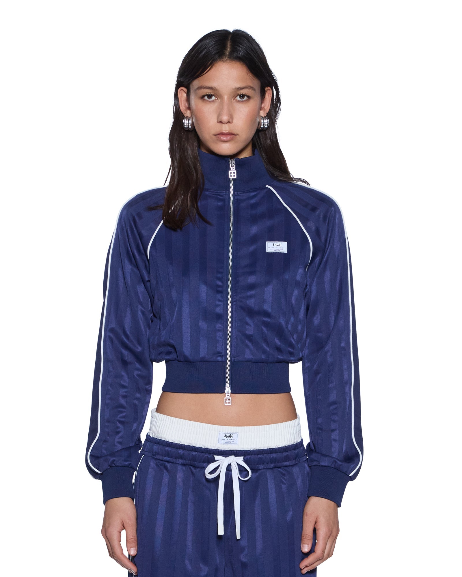 WOMENS  CROPPED TRAKTOP NAVY REGULAR FLEECE