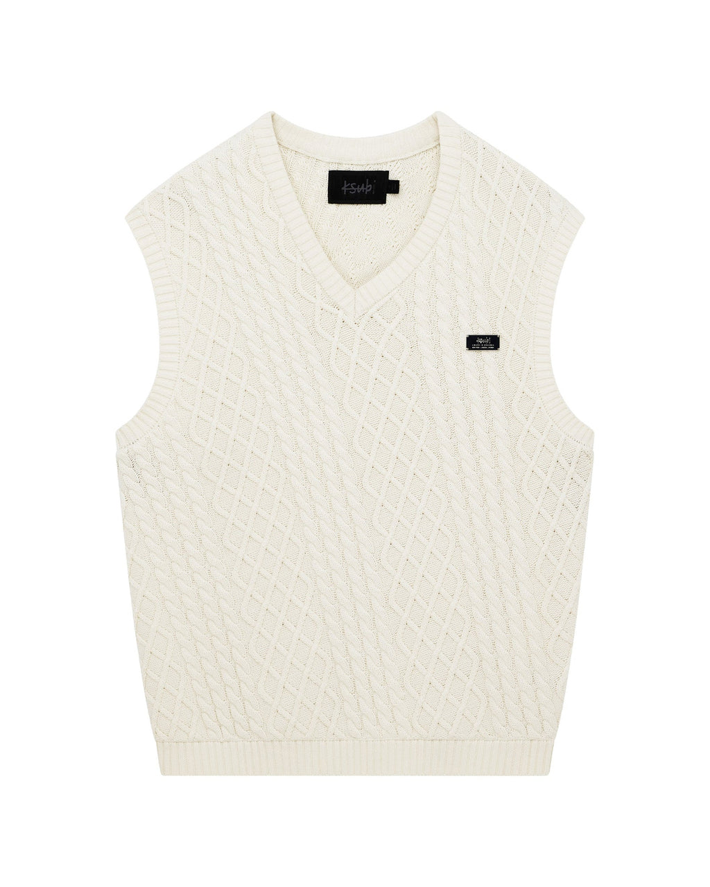 MENS TURNCABLE KNIT VEST VINTAGE WHITE KNITWEAR