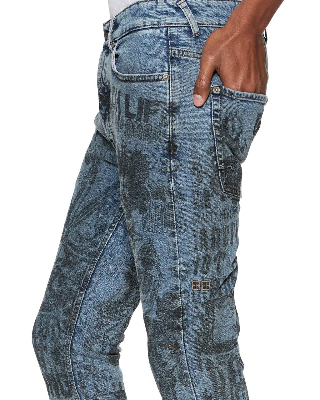 Mens Van Winkle Champagne Sketch Skinny Denim Jeans - Denim