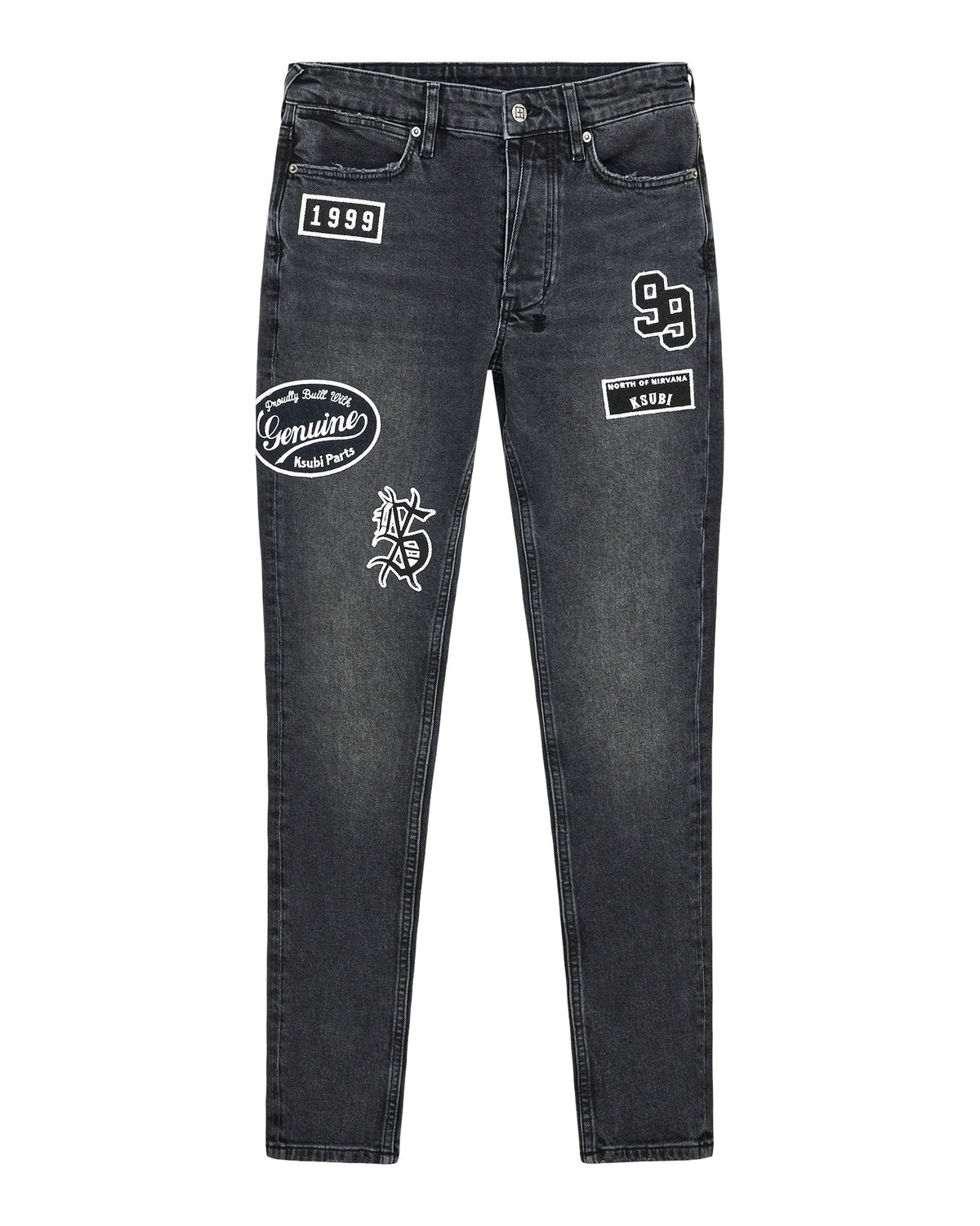 MENS VAN WINKLE ROADHOUSE BLACK PATCHED DENIM JEANS