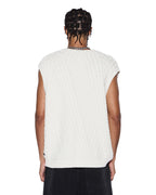 MENS TURNCABLE KNIT VEST VINTAGE WHITE KNITWEAR