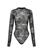 WOMENS ADELE LS BODYSUIT BLACK LACE FASHION TOPS