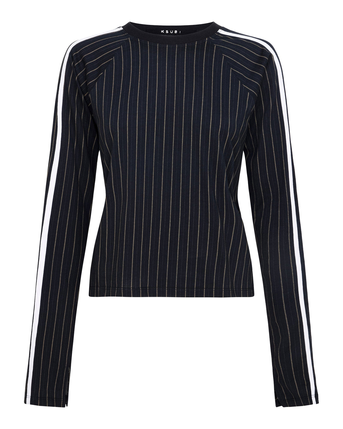 PORTER LS TOP BLACK PINSTRIPE