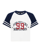 WOMENS RAGLAN BOXY SS TEE VINTAGE WHITE/NAVY TEES