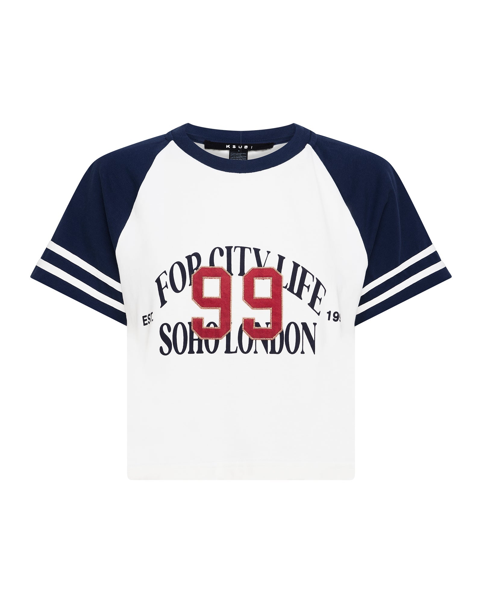 WOMENS  RAGLAN BOXY SS TEE VINTAGE WHITE/NAVY RELAXED TEES