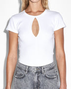Womens Kut Out Ss Tee White Fitted Tees - White