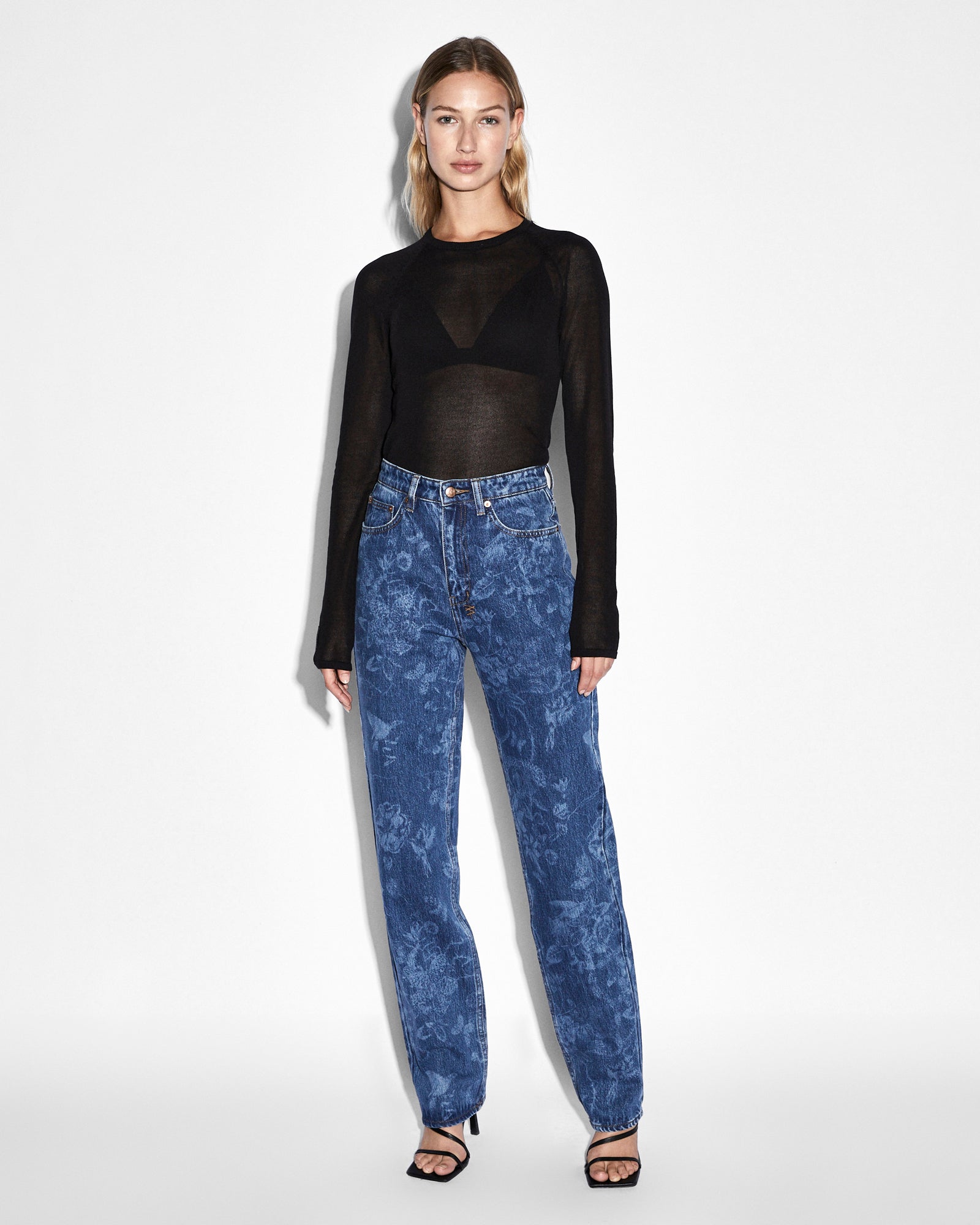 WOMENS  PLAYBACK IMPRINT STRAIGHT DENIM JEANS