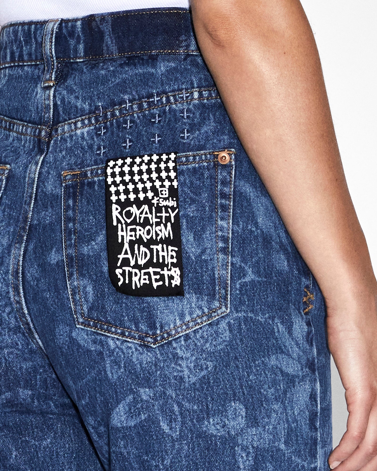 WOMENS  PLAYBACK IMPRINT STRAIGHT DENIM JEANS