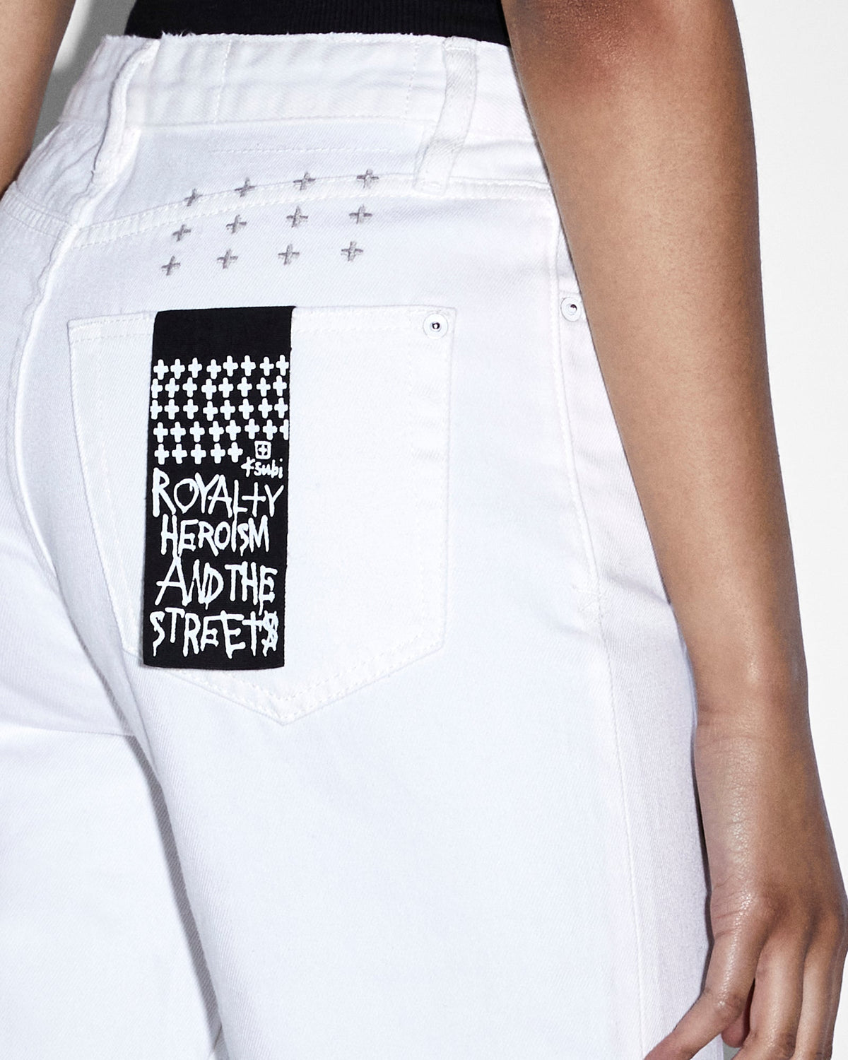 Womens Brooklyn Jean Blanc Sliced Straight Denim Jeans - White