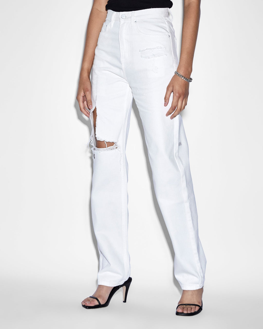 WOMENS PLAYBACK BLANC SLICED DENIM JEANS