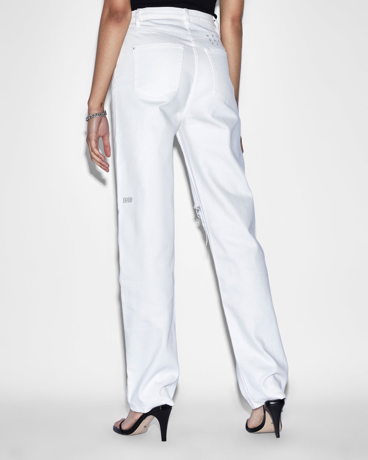 WOMENS PLAYBACK BLANC SLICED DENIM JEANS