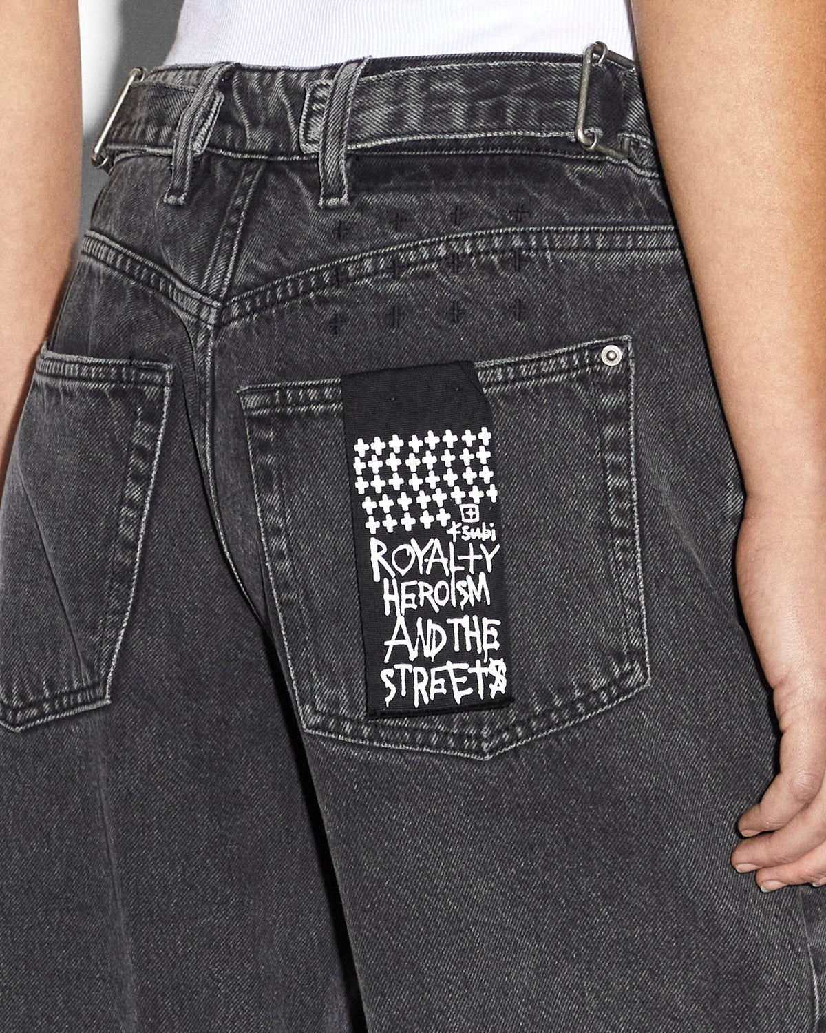 Womens Low Rider Daze Trip Baggy Denim Jeans - Black
