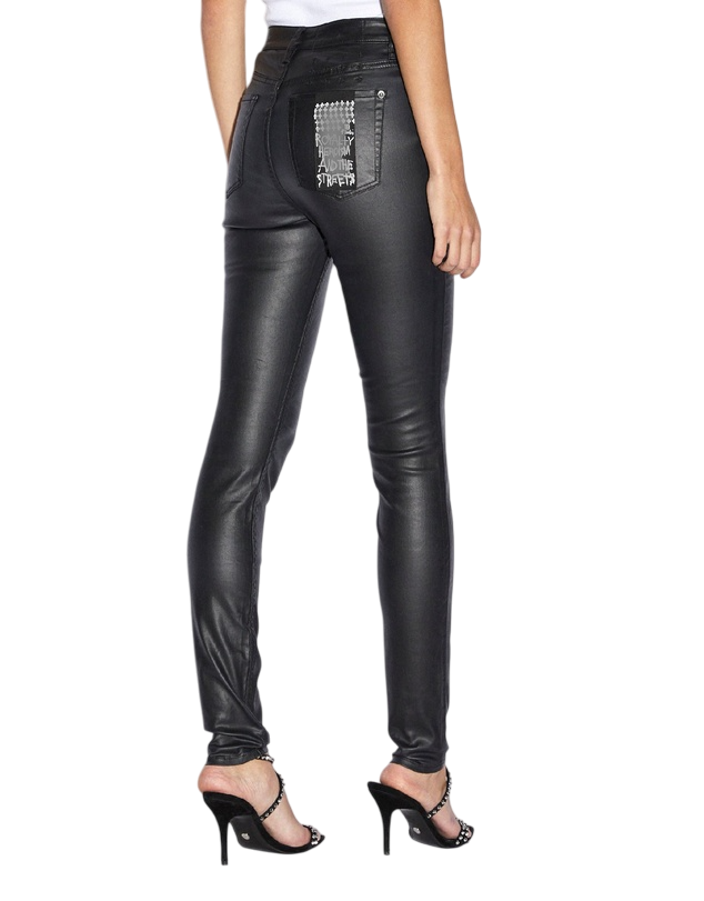 WOMENS  SPRAY ON XTRA JET BLACK WAX SKINNY DENIM JEANS