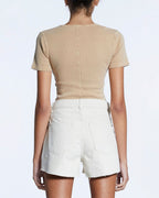 Womens Arise Ss Tee Tan Fitted Tees - Tan