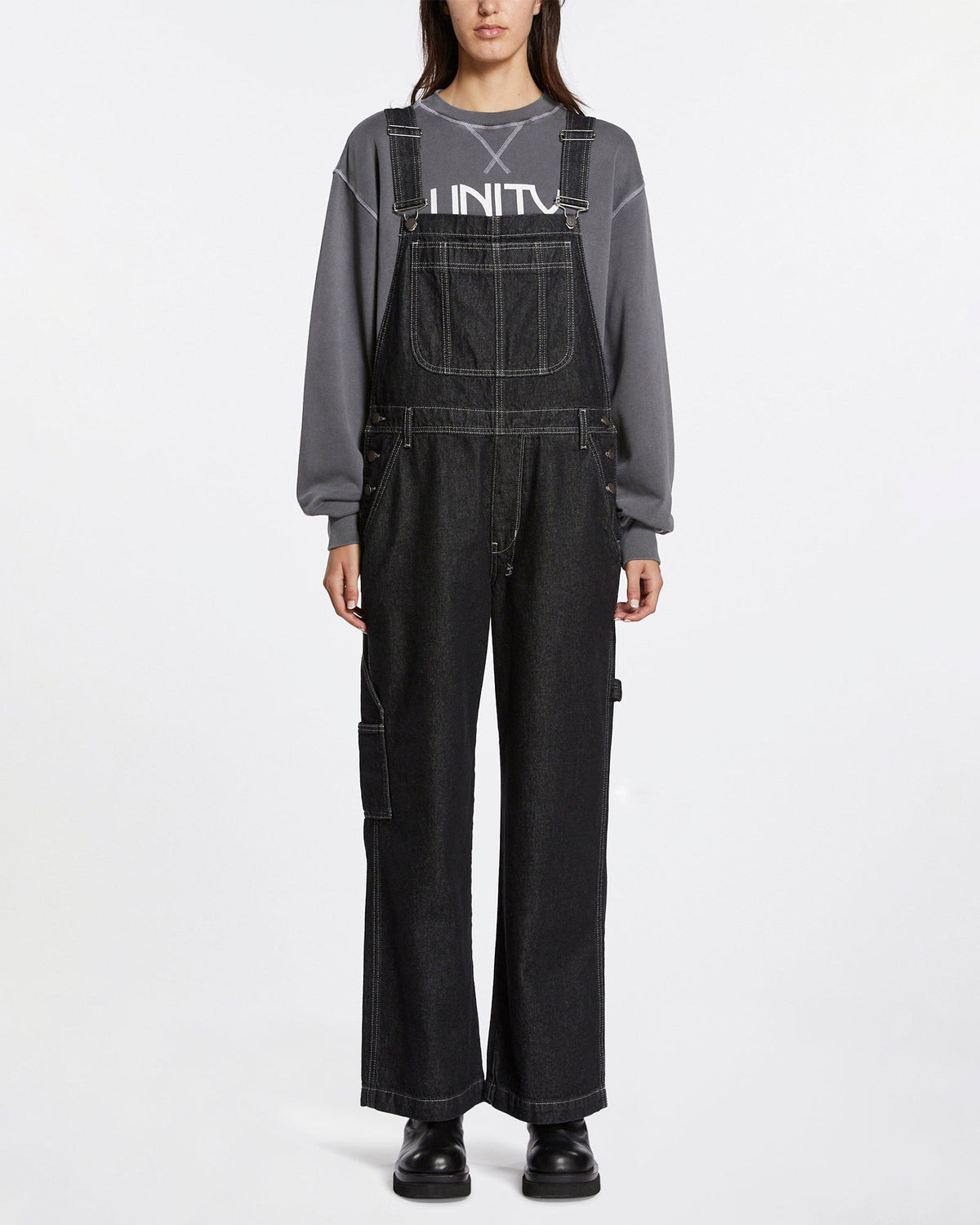 Womens Easy Overalls Midnight Oversized Jumpsuits - Black
