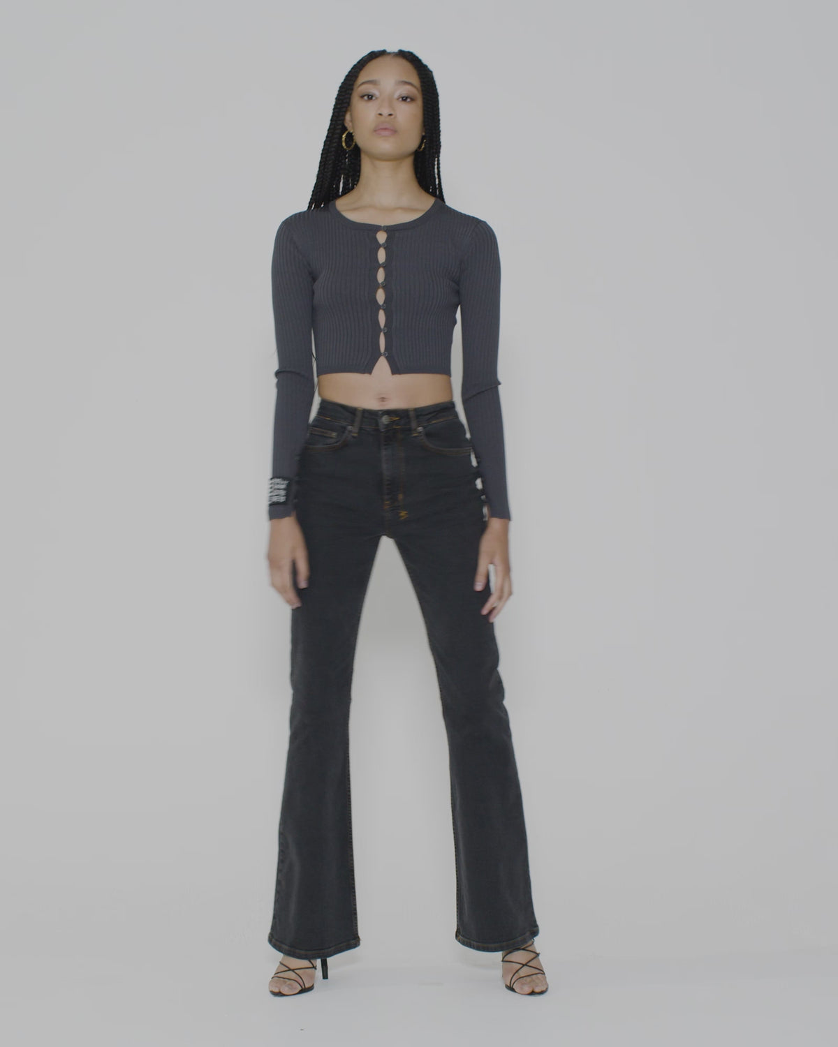 Womens Transcend Cardi Silver Fitted Fashion Tops - Grey