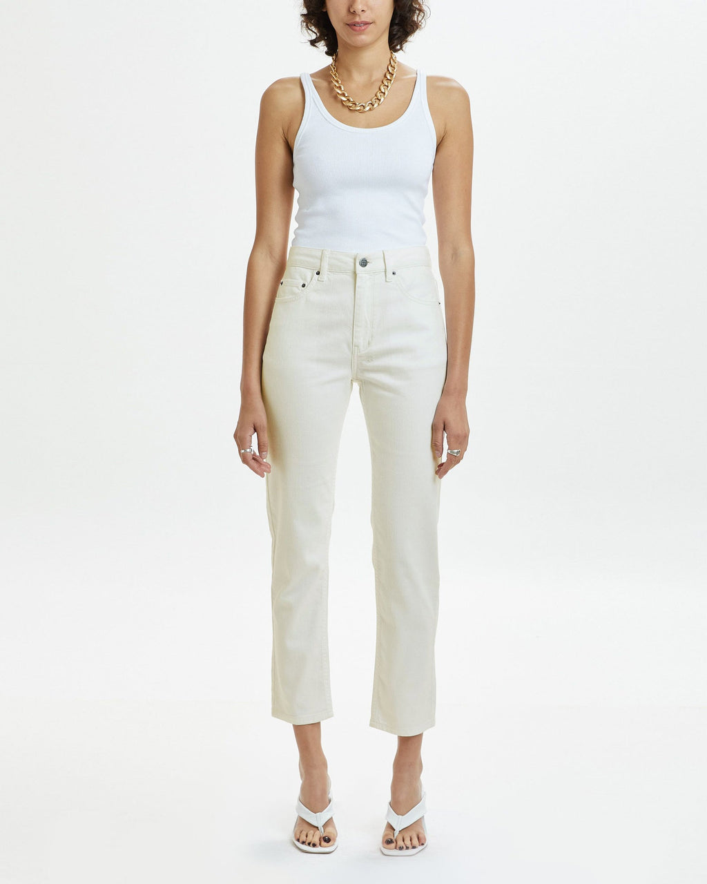 Womens Nine O Ecru Slim Denim Jeans - White