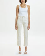 Womens Nine O Ecru Slim Denim Jeans - White