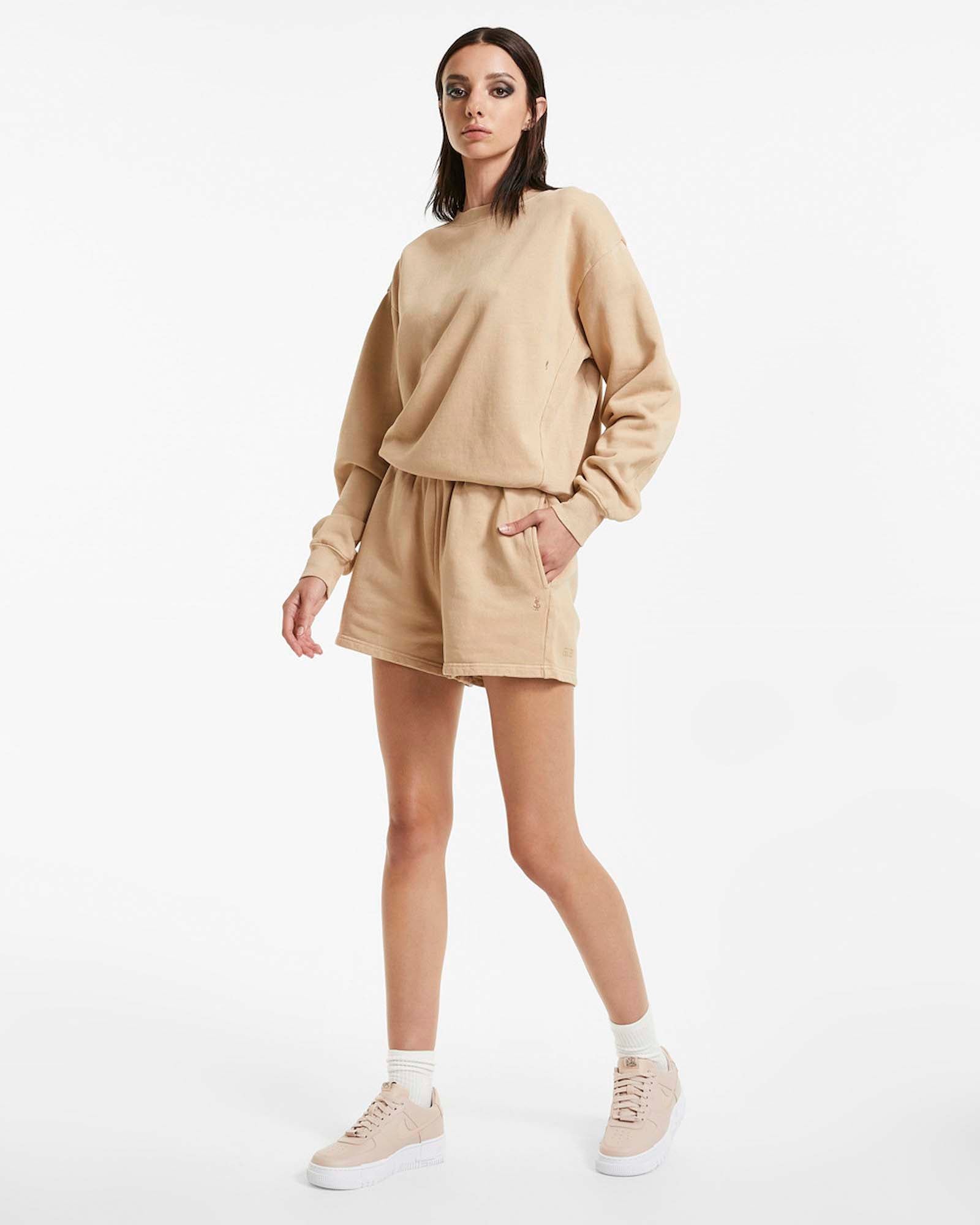 WOMENS  3 X 4 KLASSIC CREW LATTE REGULAR FLEECE