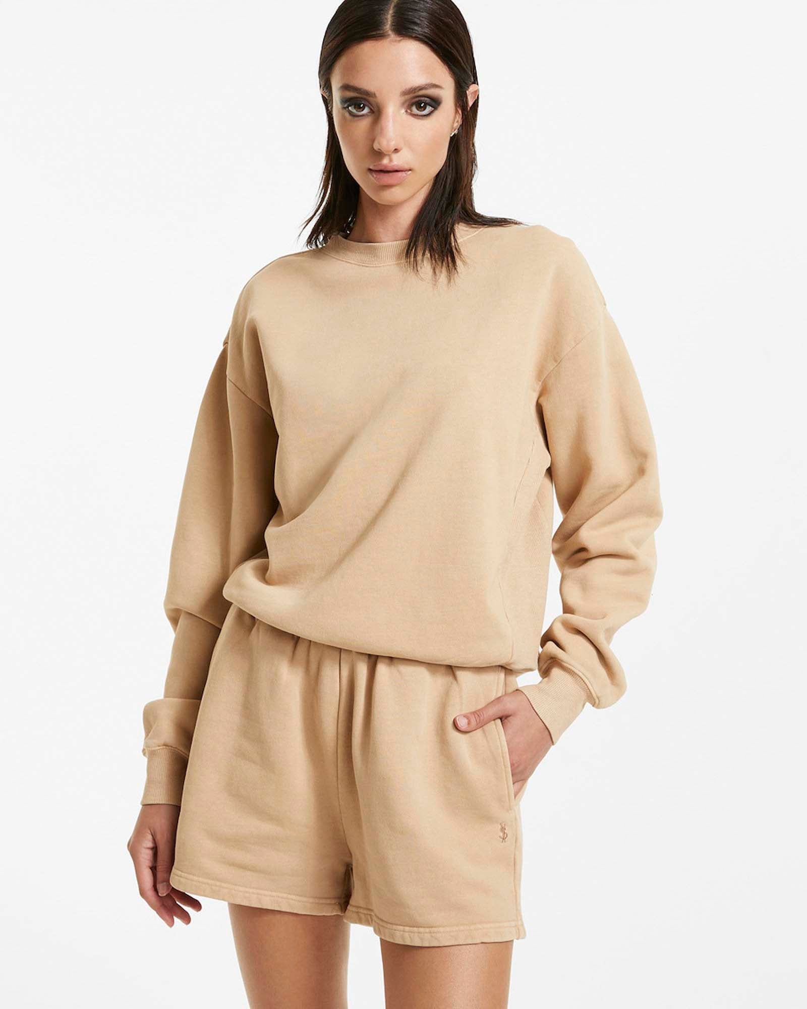 WOMENS  3 X 4 KLASSIC CREW LATTE REGULAR FLEECE